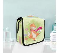 Hanging Foldable Toiletry Cosmetic Bag Cartoon Dancing Fox Makeup Travel Organizer Bags Case for Women Girls Bathroom