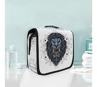 Hanging Foldable Toiletry Cosmetic Bag Dark Sacred Lion Art Makeup Travel Organizer Bags Case for Women Girls Bathroom