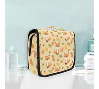 Hanging Foldable Toiletry Cosmetic Bag Funny Fox Autumn Leaves Makeup Travel Organizer Bags Case for Women Girls Bathroom