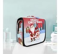Hanging Foldable Toiletry Cosmetic Bag Merry Christmas Snowman Makeup Travel Organizer Bags Case for Women Girls Bathroom