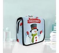 Hanging Foldable Toiletry Cosmetic Bag Merry Christmas Snowman Makeup Travel Organizer Bags Case for Women Girls Bathroom