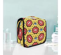 Hanging Foldable Toiletry Cosmetic Bag Rea Lip Yellow Eyes Makeup Travel Organizer Bags Case for Women Girls Bathroom