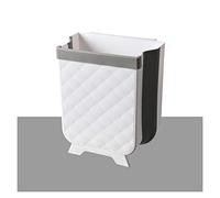 Hanging Foldable Trash Can Wall Mounted Kitchen Wastepaper Basket Plastic Cost Bin for Cabinet Door Under Sink Space Saving Design 3 Colors (Gray)