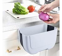 Hanging Folding Mini Trash Can for Kitchen Cabinet Door, Small Collapsible Garbage Bin Under Sink,Wall Mounted Folding Waste Bin- Mini Garbage Container for Cabinet/Bedroom/Bathroom (3L) (Black)