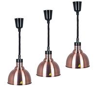 Hanging Food Heat Lamp, Commercial Food Warmer, Retractable Heat Lamp for Buffet Kitchen Restaurant(Dia.25cm, Adjustable Height 60-180cm)(Color:Red Bronze)
