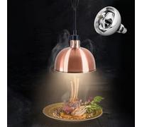 Hanging Food Heat Lamp, Telescopic Heating Lamps, Commercial Food Warmer Lamp with 275W Heating Bulb, Adjustable Height 60-150cm (Red Copper)