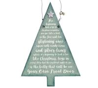 Hanging Frosty Glitter Christmas Tree Song Plaque Decoration ~ Beginning To Look Like Christmas