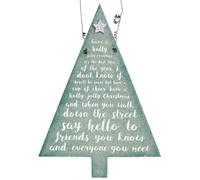Hanging Frosty Glitter Christmas Tree Song Plaque Decoration ~ Have A Holly Jolly Christmas