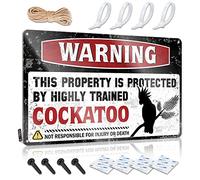 Hanging Funny Vintage Signs Rustic Gift For Doctor | Warning This Property Is Protected By A Highly Trained Cockatoo Personalized Metal Wall Decor For Beach Home(20X30CM)