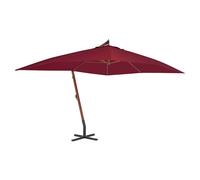 Hanging Garden Parasol Bordeaux Red 400x300cm Polyester Canopy Wooden Pole Crank