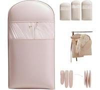 Hanging Garment Bag with Self Compression Zipper Space Saver Closet Organizers Dust Cover Clothes Bags for Down Coat Hanging Package For Storage And Organization Clothes Travel (Pink,Medium)