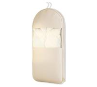 Hanging Garment Bag with Self Compression Zipper,Space Saving Closet Organizer Breathable Suit Dress Bag Down Jacket Protector with Clear Window for Clothes Storage(Beige-Short)
