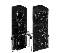 Hanging Gift Wrapping Paper Storage 43x101cm Double-Sided Christmas Wrapper Bag Container, Wrapper Paper Holder Storage Pockets, Festive Home Organization for Bedroom Closet, Door, Cabinet(Black)