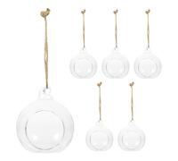 Hanging Glass Bowl Planter 6pcs Bottle with Rope | Bedroom Office Decor, Glass and Rope Build, Easy Storage, Hanging Design, Six Piece Set for Display