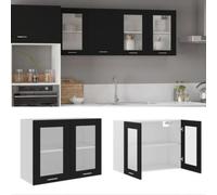 vidaXL Hanging Glass Cabinet Lyon Black 80x31x60 cm Engineered Wood