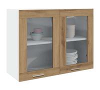 Hanging Glass Cabinet Lyon Artisan Oak 80x31x60 cm Engineered Wood Berkfield Home Brown One Size