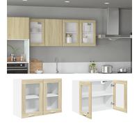 Hanging Glass Cabinet Lyon Sonoma Oak 80x31x60 cm Engineered Wood Berkfield Home Brown One Size