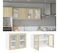 vidaXL Hanging Glass Cabinet Lyon - Sonoma Oak Engineered Wood, 80x31x60 cm