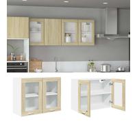 vidaXL Hanging Glass Cabinet Lyon - Sonoma Oak Engineered Wood, 80x31x60 cm