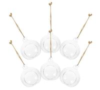Hanging Glass Vases 6pcs Rope Decor for Home Office | Micro Landscape Planter, Hydroponic Plant Holder, Hanging Design, Easy Storage, Six-piece Set for Displays