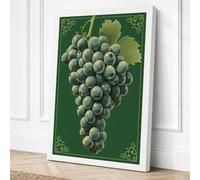 Hanging Grapes in Gold Canvas Wall Art Print 18x12 Inch