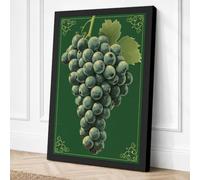 Hanging Grapes in Gold Canvas Wall Art Print 24x16 Inch