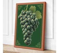 Hanging Grapes in Gold Canvas Wall Art Print 36x24 Inch