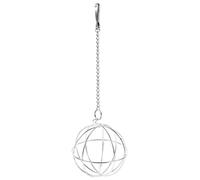 Hanging Grass Dispenser Ball for Rabbit and Guinea Pig Silver | Stainless Steel Sphere, Anti Rust Finish, Rolling or Fixed Use, for Playing and Grass Frame