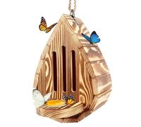 Hanging Habitat Kit - Butterfly Feeder for Outdoors | 8.27 Inches Weatherproof Fir Construct with Sugar Wells, Protective Slotted Box for Roosting, Decorative Nature Nest, Backyard Decor Hobbyists