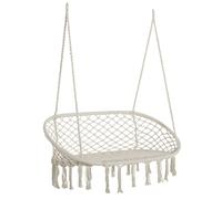 Hanging Hammock Chair Cotton Rope Swing Metal Frame Large Macrame Cream White