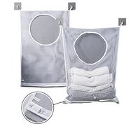 Hanging Hamper Mesh Laundry Bags Baskets for Bedrooms Bathroom Over Door Organiser Large Capacity Hanging Laundry Bag for Dirty Laundry or Toy(77 * 50cm,2pcs,White)…