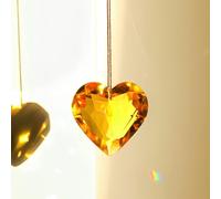 Hanging Heart Suncatcher Prism Crafts,Large Hanging Crystal Prism suncatcher,Hanging Chandelier Crystals Prisms for Window Suncatchers Chandelier Parts Rainbow Maker Pendants(Color:45mm Champagne Yell