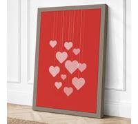 Hanging Hearts Minimalist Canvas Wall Art Print 24x16 Inch