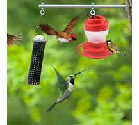 Hanging Hummingbird Feeder - Leak-Proof, Detachable Transparent Design with Wide Opening for Easy Filling & Cleaning, 11 x 10 x 9 cm, Red, Compat