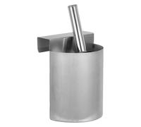 Hanging Ice Scoop Holder Stainless Steel Wall Mount Organizer | Bucket Design, Secure Hook Attachment, for Supermarket Shelves and Fridge Storage, Silver Finish