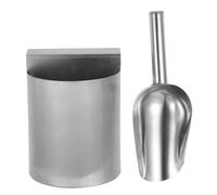 Hanging Ice Scoop Holder Storage Box, Stainless Steel Bucket for Kitchen | Wall Mount Hook, Scoop Box, Silver Finish, Supermarket Use, Secure Hanging Design, Space Saving