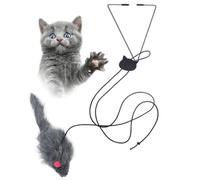 Hanging Interactive Cat Toy - Door Holder with Adjustable Buckle, Retractable Plush Mice Catnip Teaser on Rope, Durable Accessories | Play Accessories for Kittens, Indoor Cats, L