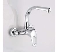 Hanging Into The Wall Copper Body Hot and Cold Mixing Valve Double Hole Single Handle Kitchen Sink Balcony Laundry Mop Pool Faucet Basin Faucet Chrome Faucet,B(OneSize)