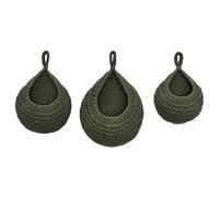 Hanging Jute Baskets for Veggies - 3 Pack Boho Handwoven Teardrop Wall Storage Basket Set Rustic Bird Nest Style Organizer for Fruits Onion Potato Kitchen Pantry Decor (#1)