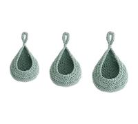 Hanging Jute Baskets for Veggies - 3 Pack Boho Handwoven Teardrop Wall Storage Basket Set Rustic Bird Nest Style Organizer for Fruits Onion Potato Kitchen Pantry Decor (#9)