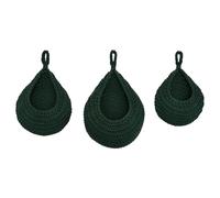 Hanging Jute Baskets for Veggies - 3 Pack Boho Handwoven Teardrop Wall Storage Basket Set Rustic Bird Nest Style Organizer for Fruits Onion Potato Kitchen Pantry Decor (#10)