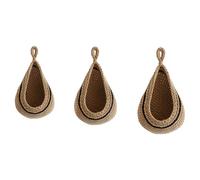Hanging Jute Baskets for Veggies - 3 Pack Boho Handwoven Teardrop Wall Storage Basket Set Rustic Bird Nest Style Organizer for Fruits Onion Potato Kitchen Pantry Decor (#4)