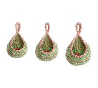 Hanging Jute Baskets for Veggies - 3 Pack Boho Handwoven Teardrop Wall Storage Basket Set Rustic Bird Nest Style Organizer for Fruits Onion Potato Kitchen Pantry Decor (#8)