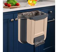 Hanging Kitchen Bin, 10L Fodable Cupboard Trash Can Wall Mounted Rubbish Bin, Kitchen Cabinet Door Garbage Can Coffee