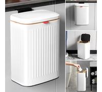 Hanging Kitchen Compost Bin 8 Liter/2.1 Gallon, Small Trash Can with Detachable Inner Bucket for Cupboard/Countertop/Bathroom/Camping/Office/Camping (White-8 Liter)