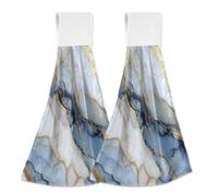 Hanging Kitchen Towels Blue Sea Gilded Marble Patterns 2PCS Super Soft Absorbent Washcloth Quick Dry Hang Towel Dish Cloth for Home, Bathroom, Farmhouse, Housewarming, Tabletop Decor