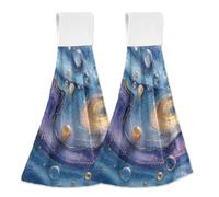 Hanging Kitchen Towels Red Orange Cosmic Explosion Abstract Art 2PCS Super Soft Absorbent Washcloth Quick Dry Hang Towel Dish Cloth for Home, Bathroom, Farmhouse, Housewarming, Tabletop Decor