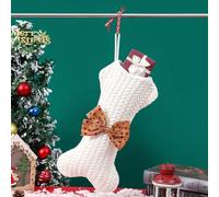 Hanging knitted bone ornament Christmas stockings made from cloth material suitable for decorating Christmas trees wreaths canes and candy holders (white)