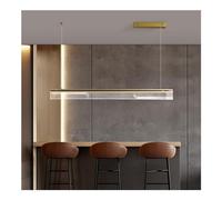 Hanging Lamp, Black Gold Chandelier - - Acrylic Pendant Lights with LED 18W Tricolor Light Compatible with Restaurant, Bar, Office, Minimalist Long Droplight, and Line Lighting Decoration