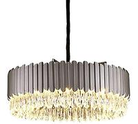 Hanging Lamp, Chandelier Ceiling Light Large Crystal Chandelier,Black Metal Semi-flush Mount Round Ceiling Lights Fixtures With Prism Crystal Shades Compatible with Kitchen Living Room-40cm Ho